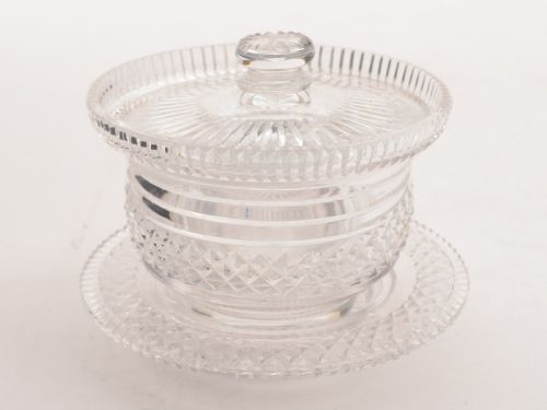 Edwardian Cut Glass Butter Dish Circa 1905