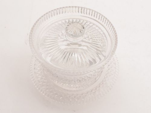 Edwardian Cut Glass Butter Dish Circa 1905