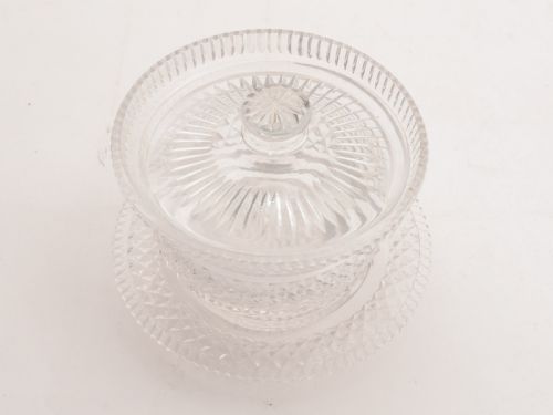 Edwardian Cut Glass Butter Dish Circa 1905