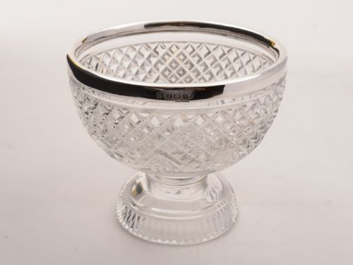 Edwardian Cut Glass and Silver Rimmed Bowl Birmingham 1910