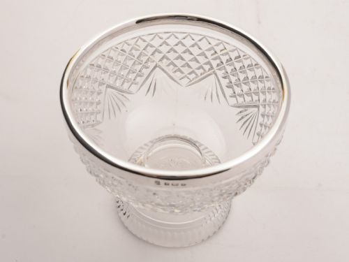 Edwardian Cut Glass and Silver Rimmed Bowl Birmingham 1910