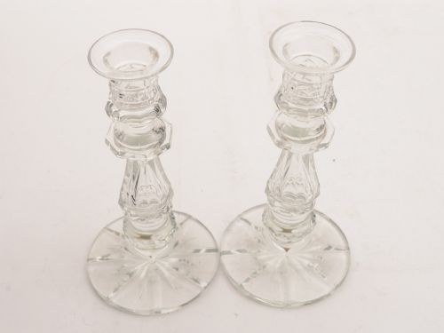 Nice Pair of Edwardian Cut Glass Candlesticks Circa 1905