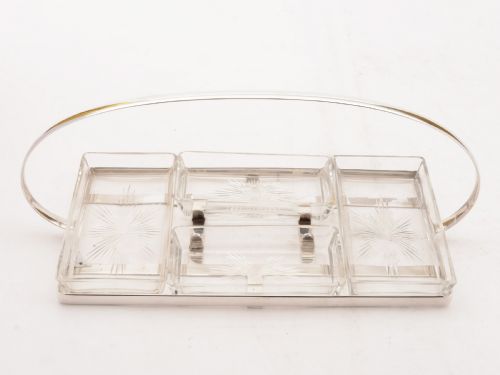 Unusual Silver Plated Art Deco H'ors D'oeuvre Dish