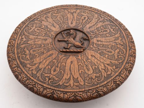 Stunning Victorian Carved Oak Lazy Susan Circa 1890