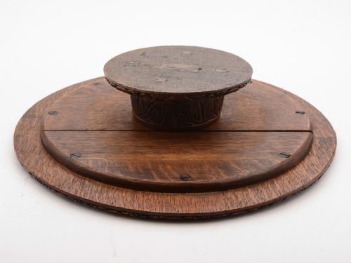 Stunning Victorian Carved Oak Lazy Susan Circa 1890