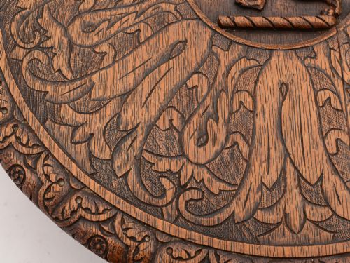 Stunning Victorian Carved Oak Lazy Susan Circa 1890