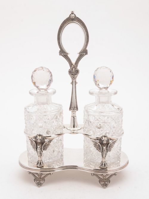 Fabulous Pair of Decanters in Stand Circa 1890
