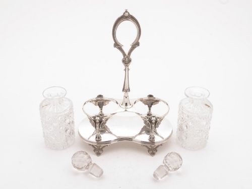 Fabulous Pair of Decanters in Stand Circa 1890