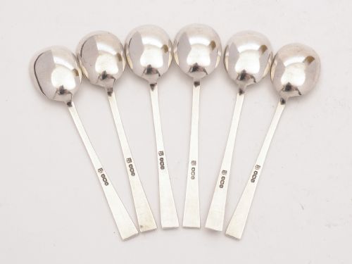 Beautiful Art Deco Silver and Enamel Spoons Sheffield 1935