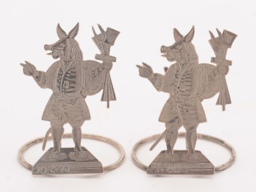 Unusual Pair of Victorian Silver Menu Holders Sheffield 1898