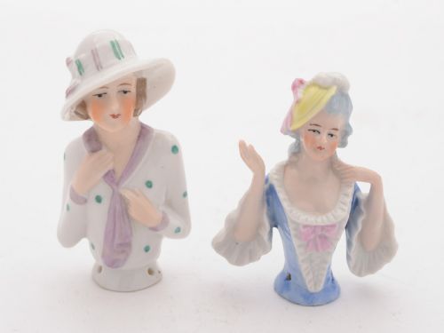 Nice Pair of German Porcelain Pin Dolls Circa 1925
