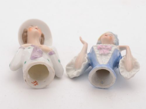 Nice Pair of German Porcelain Pin Dolls Circa 1925