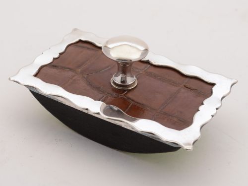 Stylish Edwardian Crocodile Leather Rocker Blotter Circa 1905