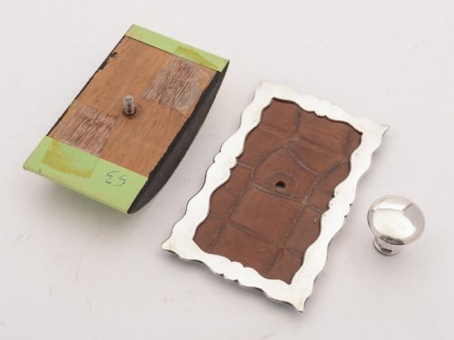 Stylish Edwardian Crocodile Leather Rocker Blotter Circa 1905