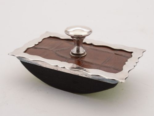 Stylish Edwardian Crocodile Leather Rocker Blotter Circa 1905