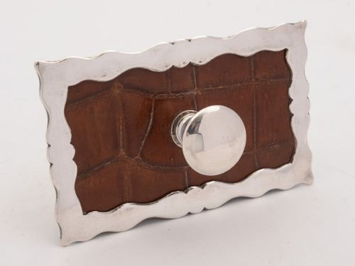 Stylish Edwardian Crocodile Leather Rocker Blotter Circa 1905