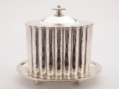 Superb Victorian Silver Plated Biscuit Box 1866