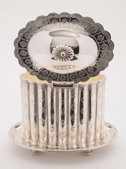 Superb Victorian Silver Plated Biscuit Box 1866