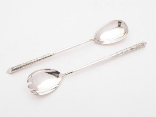 Lovely Edwardian Silver Salad Servers Sheffield 1904