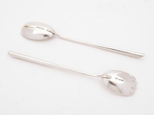 Lovely Edwardian Silver Salad Servers Sheffield 1904