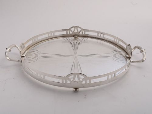Fabulous WMF Silver Plated & Etched Glass Tray Circa 1900