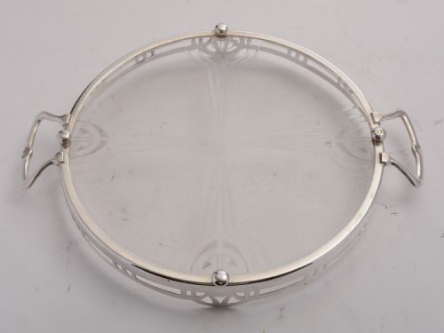 Fabulous WMF Silver Plated & Etched Glass Tray Circa 1900