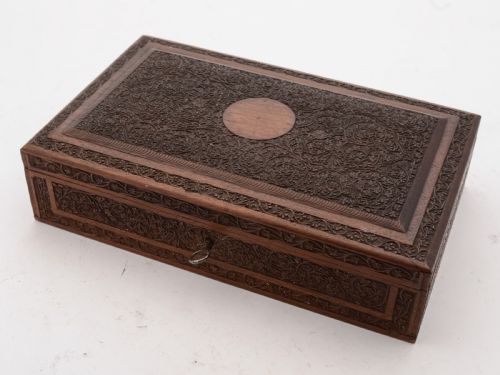 Superb Anglo-Indian Carved Jewellery Box Circa 1900