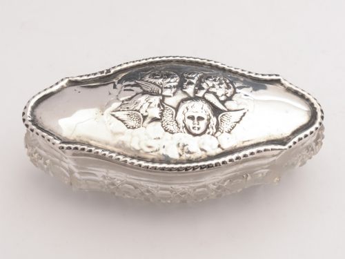 Pretty Edwardian Silver Topped Trinket Box Birmingham 1906