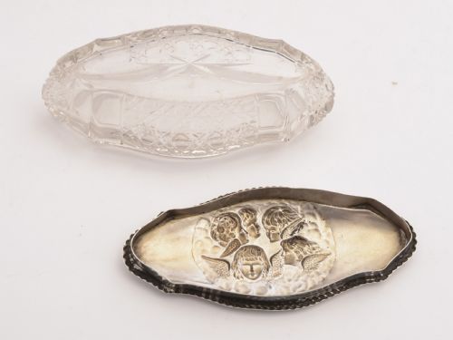Pretty Edwardian Silver Topped Trinket Box Birmingham 1906
