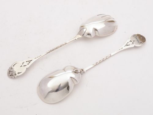 Nice Edwardian Silver Plated Salad Servers Circa 1905