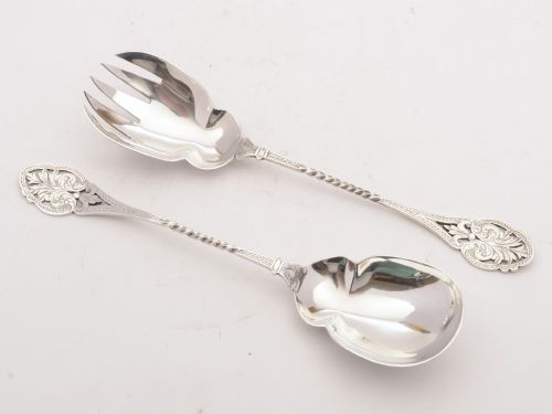 Nice Edwardian Silver Plated Salad Servers Circa 1905