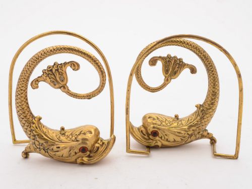 Unusual Edwardian Brass Fish Bookends Circa 1905