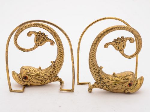 Unusual Edwardian Brass Fish Bookends Circa 1905