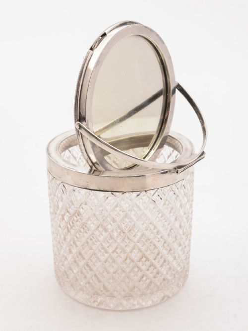 Rare Edwardian Mirror/Photo Topped Dressing Jar Birmingham 1909