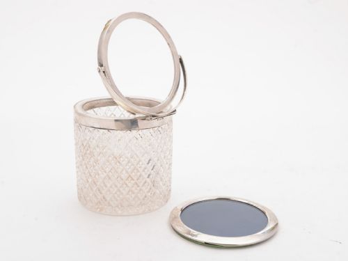 Rare Edwardian Mirror/Photo Topped Dressing Jar Birmingham 1909