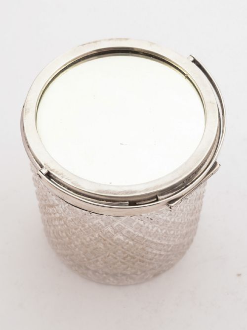 Rare Edwardian Mirror/Photo Topped Dressing Jar Birmingham 1909