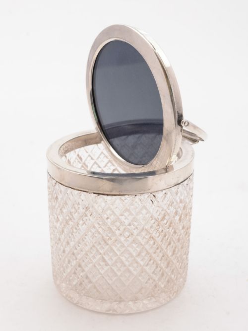 Rare Edwardian Mirror/Photo Topped Dressing Jar Birmingham 1909