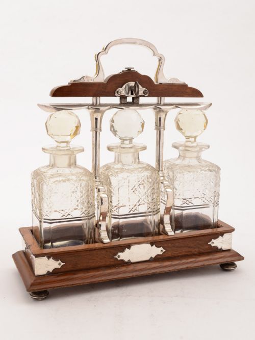 Grand Victorian 3 Bottle Tantalus Circa 1890