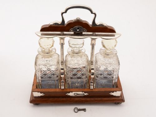 Grand Victorian 3 Bottle Tantalus Circa 1890