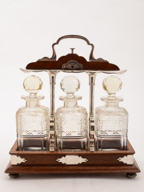 Grand Victorian 3 Bottle Tantalus Circa 1890