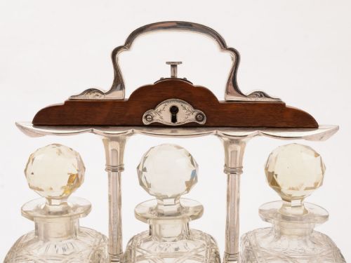 Grand Victorian 3 Bottle Tantalus Circa 1890