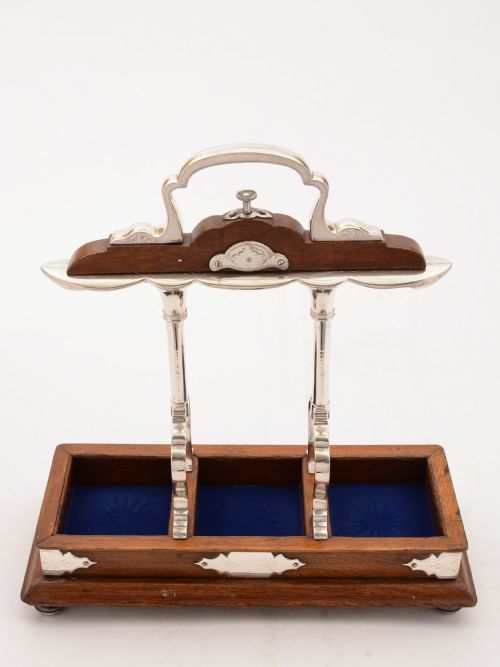 Grand Victorian 3 Bottle Tantalus Circa 1890