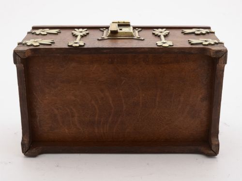 Stunning Victorian Oak and Brass Cigar Box Circa 1890