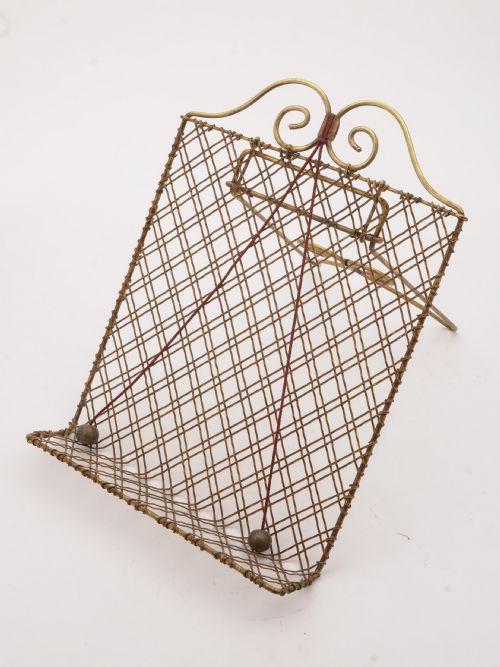 Nice Edwardian Brass Mesh Folding Book Stand Circa 1905
