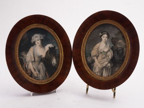 Fabulous Pair of Edwardian Oval Prints Circa 1905