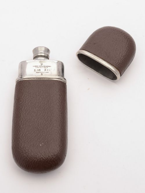 Nice Pewter and Leather Covered Flask Circa 1930