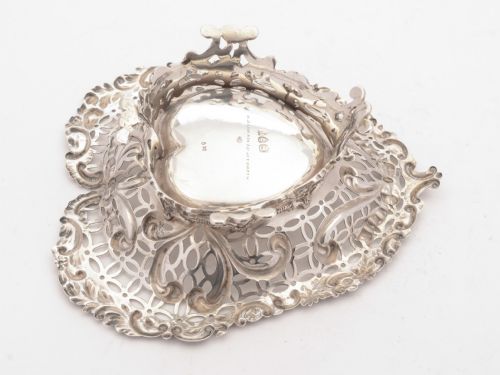 Gorgeous Victorian Silver Heart Shaped Dish 1892