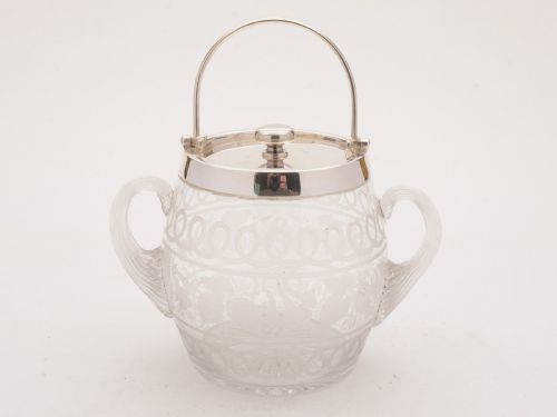 Lovely Victorian Trophy Style Glass Biscuit Box Circa 1890