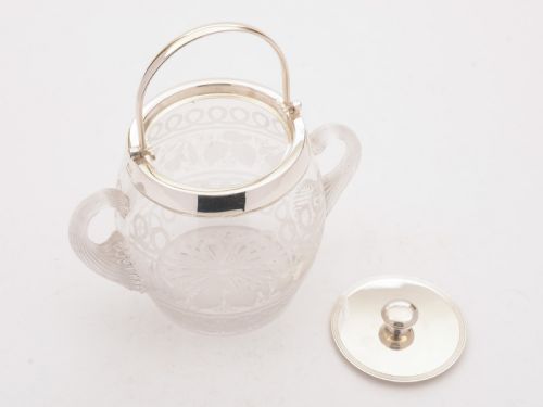 Lovely Victorian Trophy Style Glass Biscuit Box Circa 1890