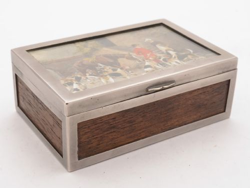 Superb Trinket Box with Hunting Scene Circa 1920